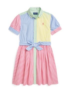 Ralph Lauren | Pastel Multicolor Striped Cotton Shirt Dress (14)